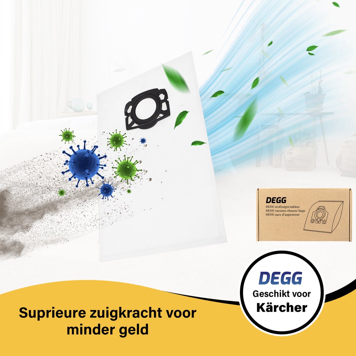 DEGG® Stofzuigerzakken Geschikt voor Kärcher WD4, WD5 & WD6 – 20 Stuks – Compatibel met MV4, MV5 & MV6 – Extra Sterk Voordeelpakket