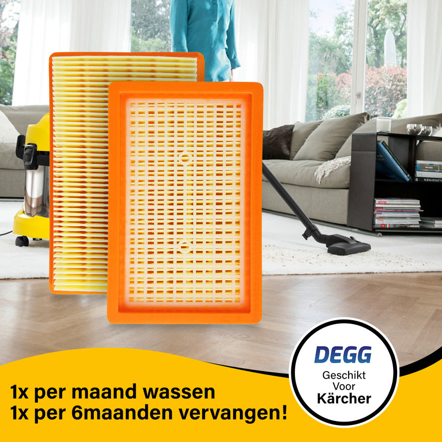 DEGG 20 Stofzuigerzakken + 2 Vlakfilters voor Kärcher WD4, WD5, WD6, MV4, MV5 & MV6