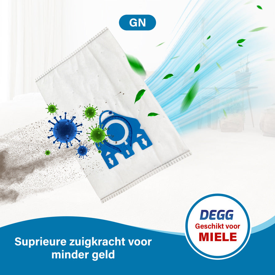 DEGG® - Stofzuigerzakken GN - Geschikt voor Miele GN - Premium Quality - Geschikt voor Miele Complete C2 & C3 , Classic C1 - Kwaliteit gelijk aan Origineel - 10 STUK(S)