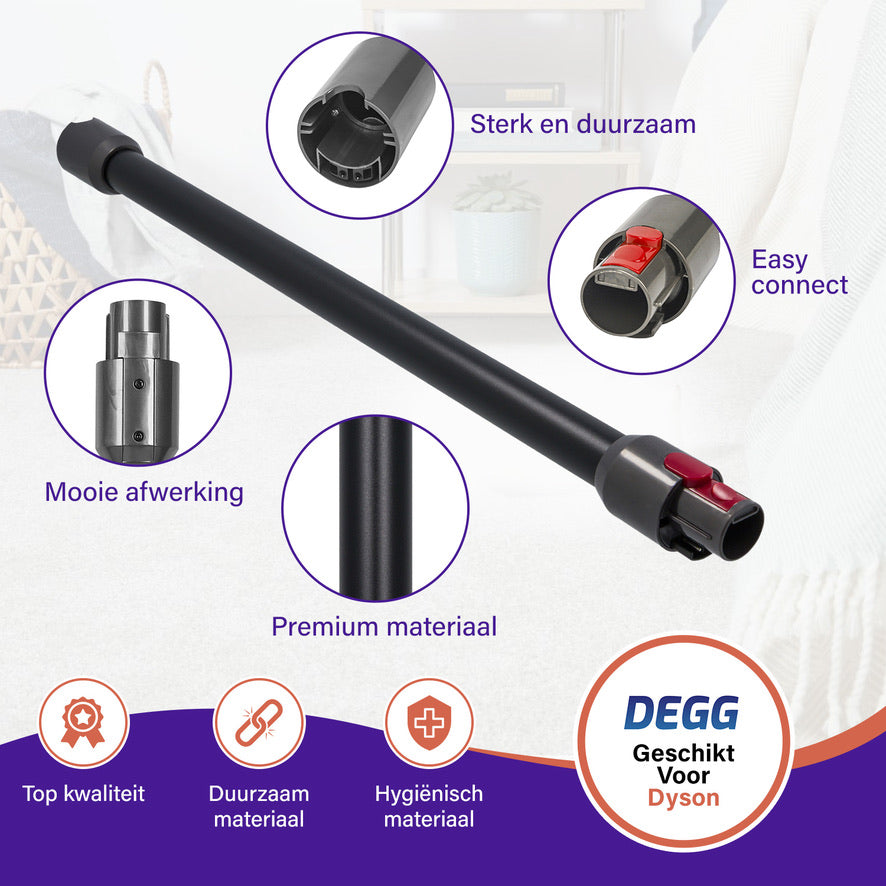 DEGG® Zuigbuis voor Dyson V7, V8, V10, V11 & V15 – Zwarte Steel / Stang – Compatibel Vervangingsonderdeel van Topkwaliteit