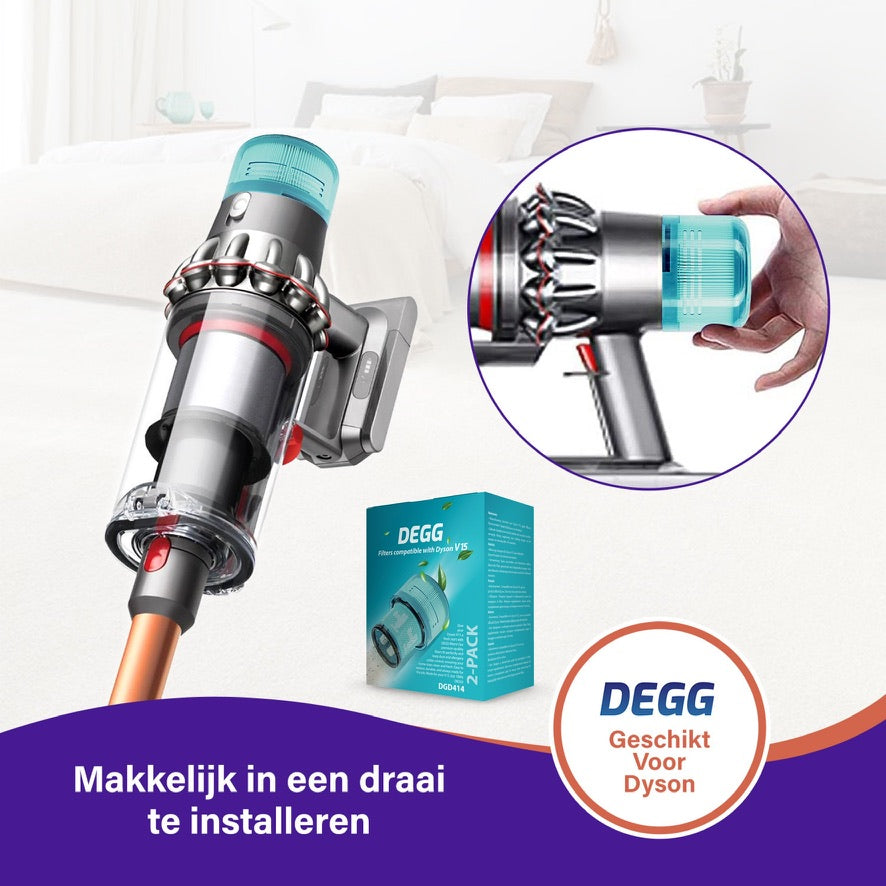 DEGG® HEPA Filter voor Dyson V15 Detect – 4 Stuks – Wasbaar Vervangingsfilter – Compatibel met Dyson V15 – Premium Kwaliteit