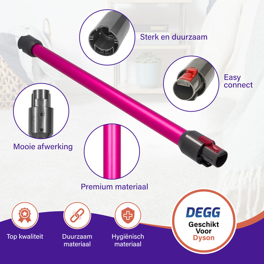 DEGG® Zuigbuis voor Dyson V7, V8, V10, V11 & V15 – Roze Steel / Stang – Compatibel Vervangingsonderdeel van Topkwaliteit