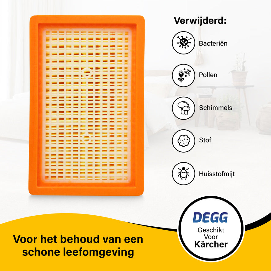 DEGG 20 Stofzuigerzakken + 2 Vlakfilters voor Kärcher WD4, WD5, WD6, MV4, MV5 & MV6