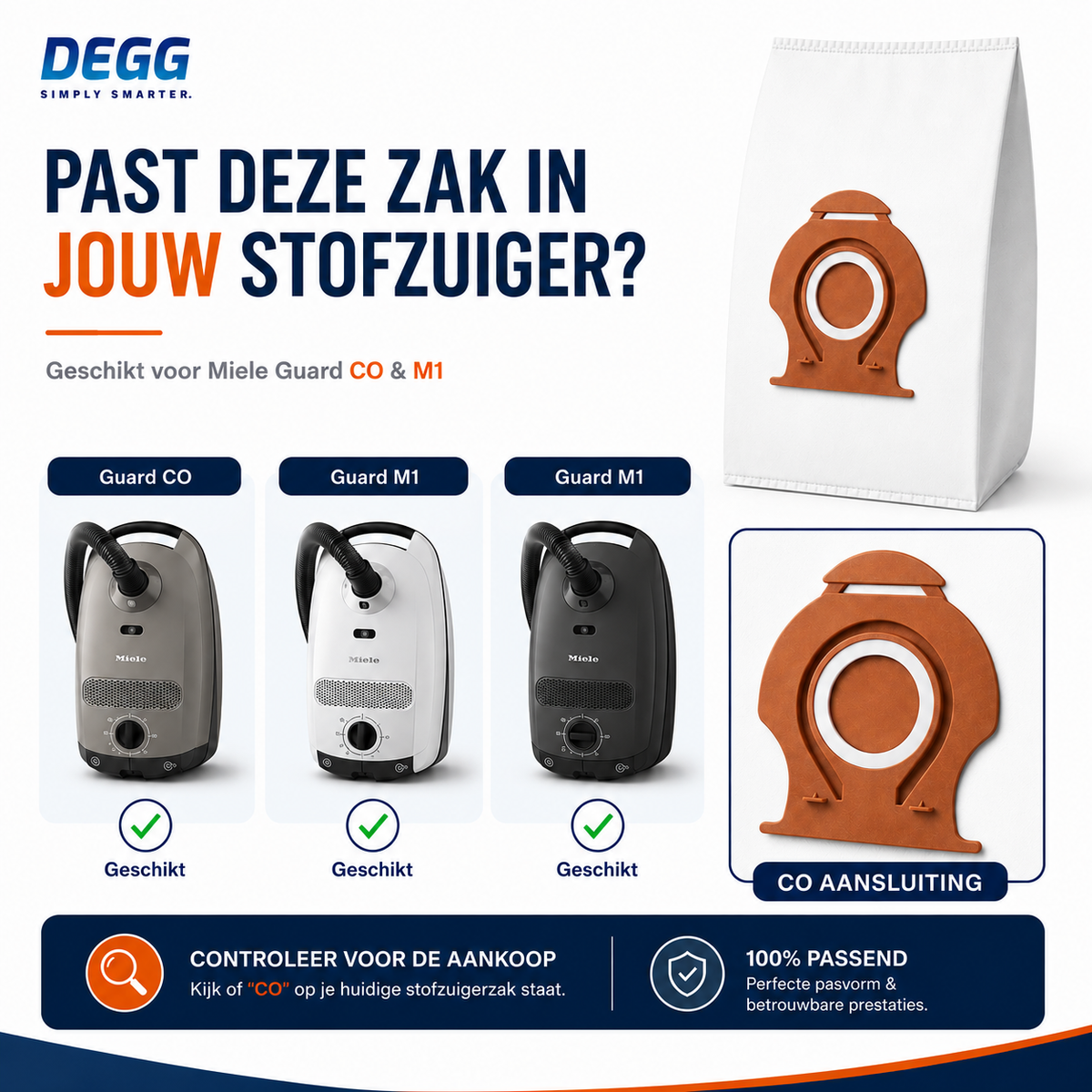 DEGG Stofzuigerzakken voor Miele Guard M1 & Guard CO | 16 Stofzuigerzakken + 4 Filters