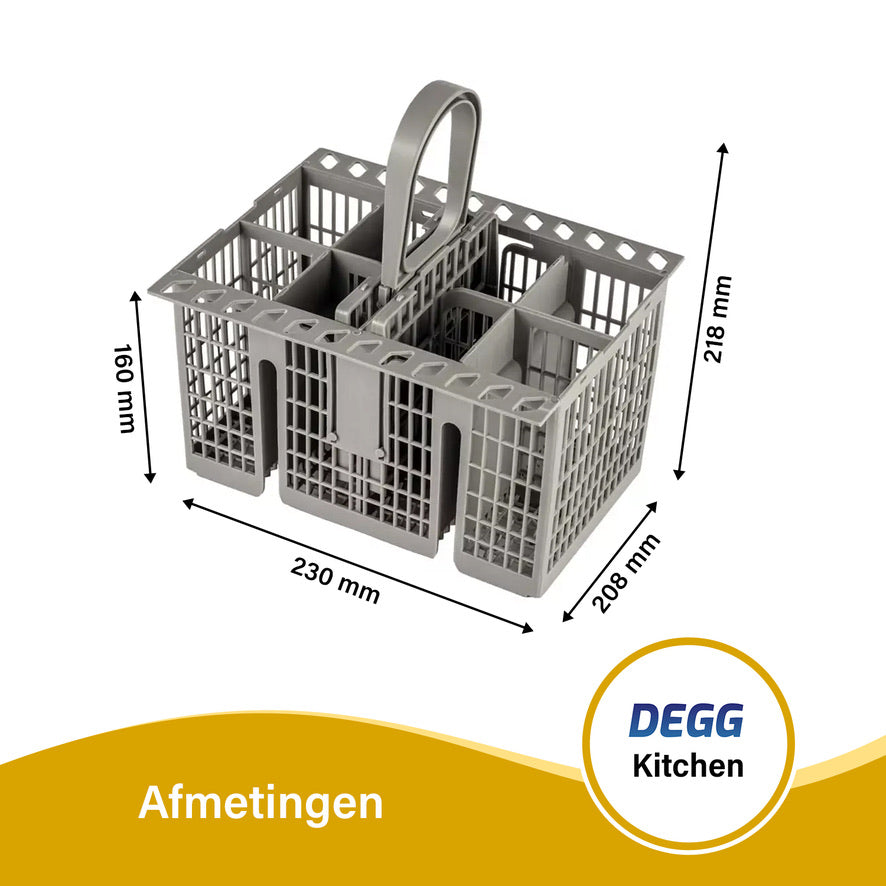 DEGG® Universele Bestekmand voor Vaatwasser – Bestekkorf met Handvat – Geschikt voor Diverse Vaatwassers – Grijs