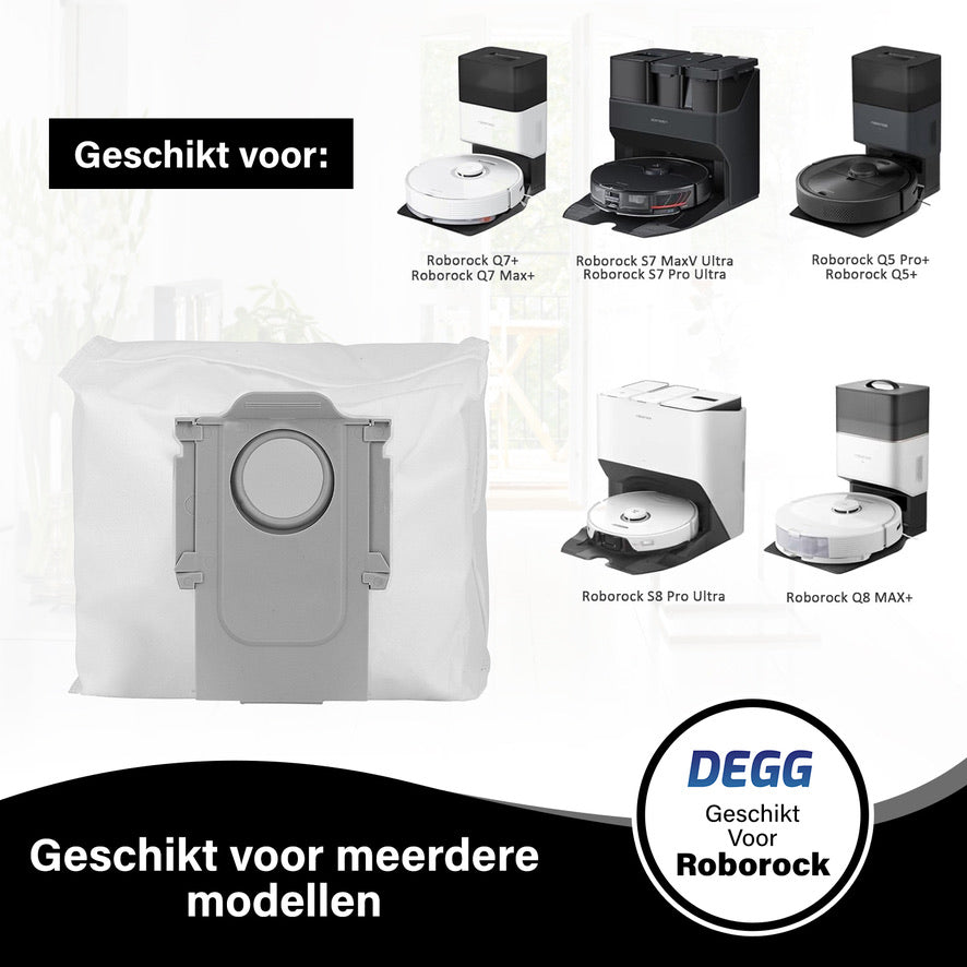 DEGG® Stofzuigerzakken - Geschikt voor Xiaomi roborock - Robot stofzuigerzakken - Geschikt voor Q7 en Q5 series - Q7+, Q5+, Q7max, Q7max+, S7max ultra, S7pro ultra, S7 maxv ultra, S8+, S8pro ultra - 6 STUK(S)