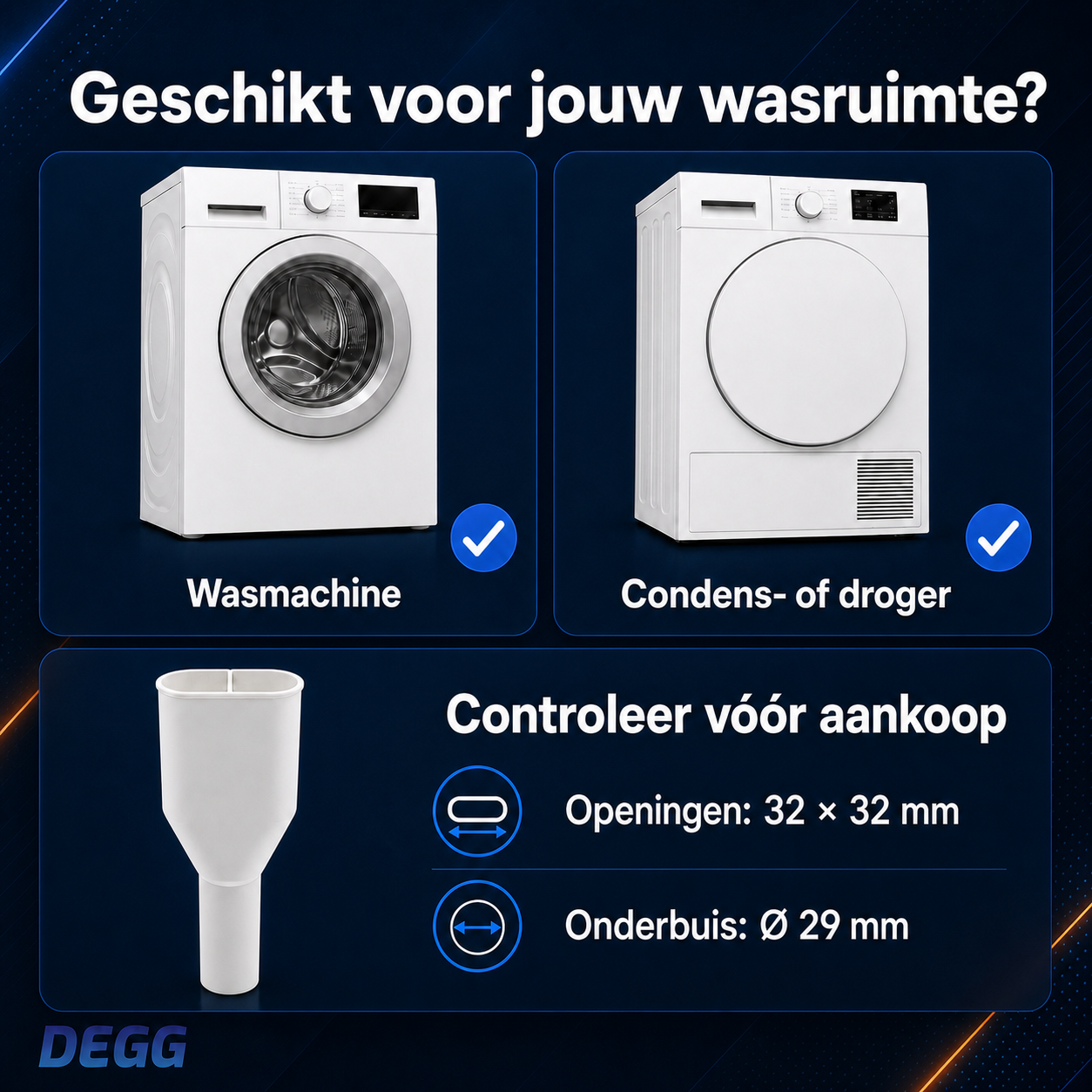 DEGG Duo Afvoerpijp voor Wasmachine & Droger