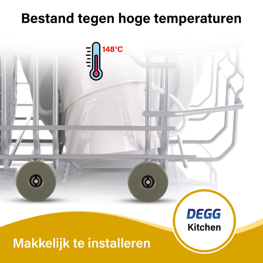DEGG® Vaatwasser Wieltjes Onderkorf 40 mm – 8 Stuks – Geschikt voor IKEA, AEG, Electrolux, Zanussi & Etna Vaatwassers