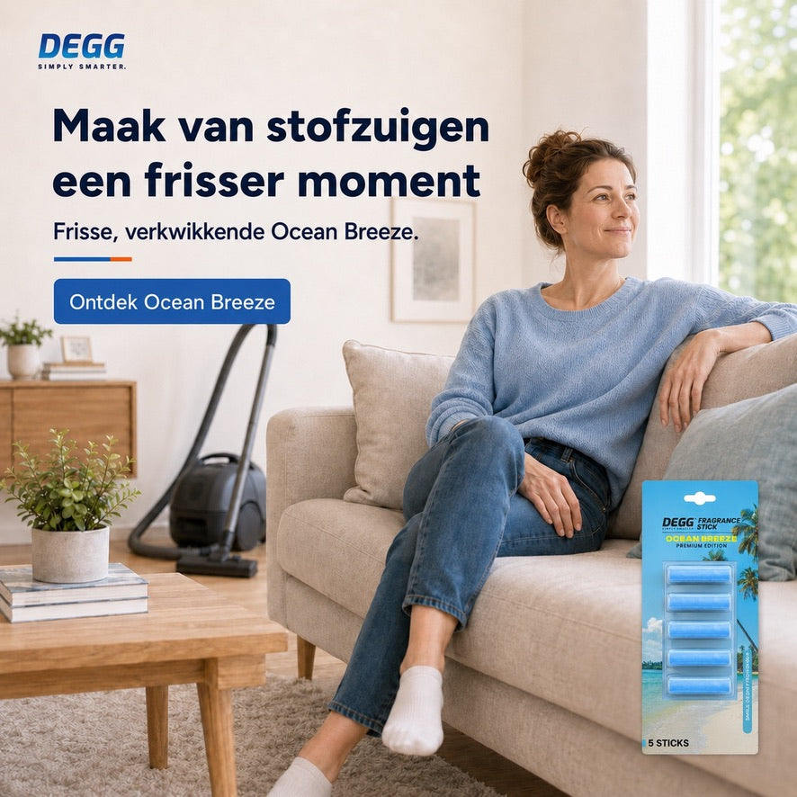 DEGG Ocean Breeze Geurstaafjes voor Stofzuiger | Frisse Geur tijdens het Stofzuigen | 5 Stuks