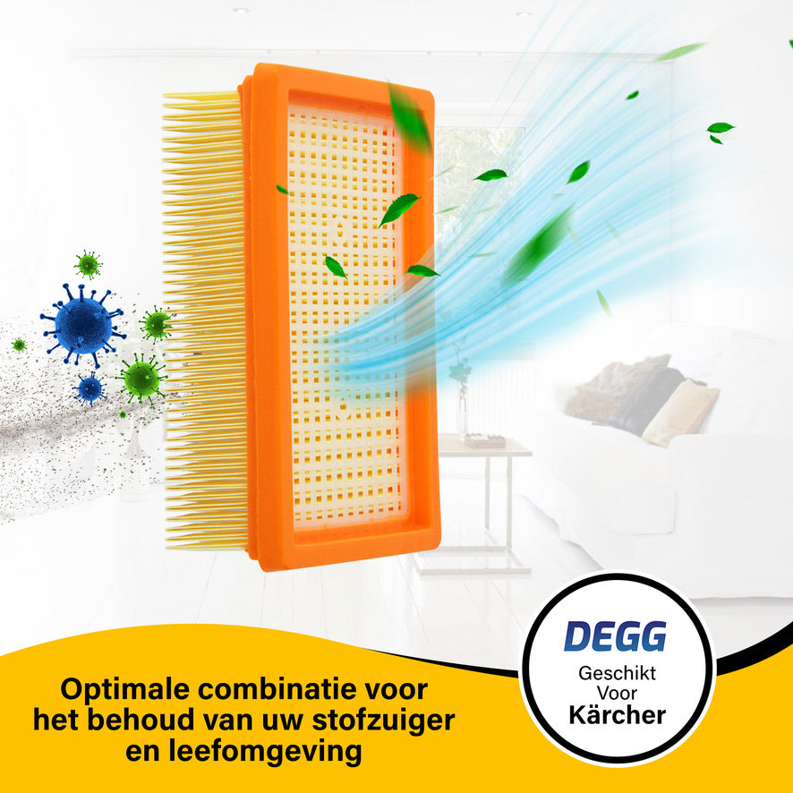 DEGG 20 Stofzuigerzakken + 2 Vlakfilters voor Kärcher WD4, WD5, WD6, MV4, MV5 & MV6