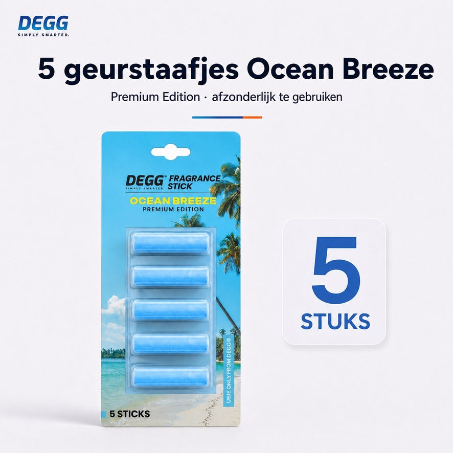 DEGG Ocean Breeze Geurstaafjes voor Stofzuiger | Frisse Geur tijdens het Stofzuigen | 5 Stuks