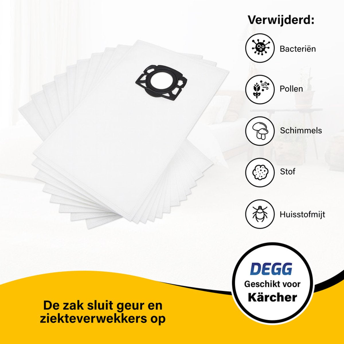 DEGG® Stofzuigerzakken Geschikt voor Kärcher WD4, WD5 & WD6 – 5 Stuks – Compatibel met MV4, MV5 & MV6 – Extra Sterk & Duurzaam