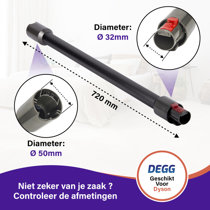 DEGG® Zuigbuis voor Dyson V7, V8, V10, V11 & V15 – Zwarte Steel / Stang – Compatibel Vervangingsonderdeel van Topkwaliteit