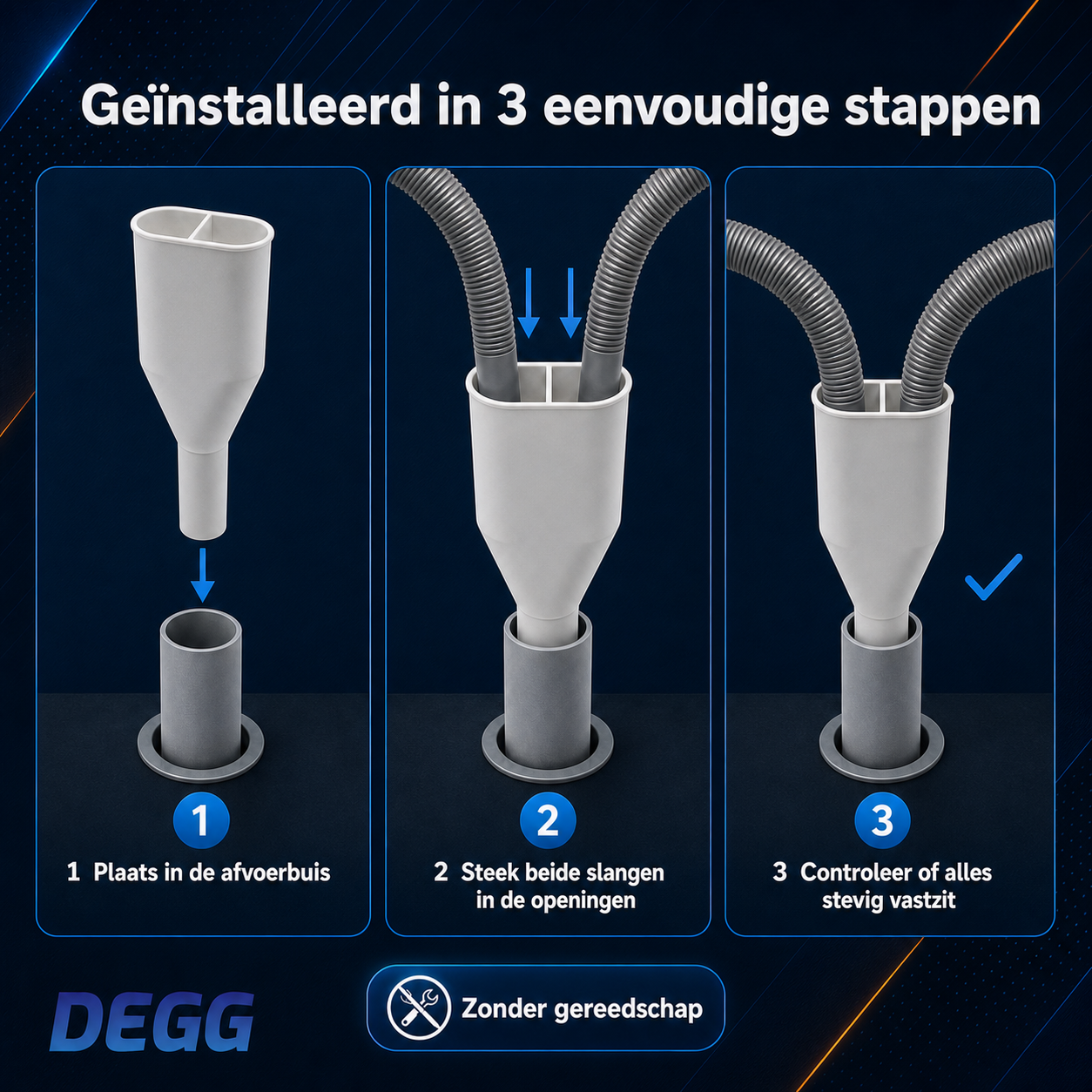 DEGG Duo Afvoerpijp voor Wasmachine & Droger