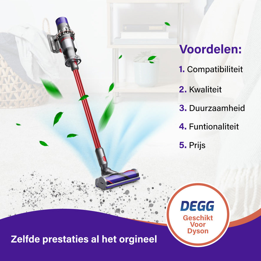 DEGG® - Telescoopbuis Geschikt voor Dyson - Steel, Stang, Zuigbuis - Rood - Compatibel met: V7, V8, V10, V11 en V15 - Duurzaam en Sterk