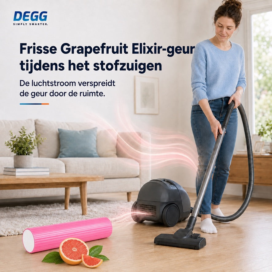 DEGG Grapefruit Elixir Geurstaafjes voor Stofzuiger | Verkwikkende Citrusgeur tijdens het Stofzuigen | 5 Stuks