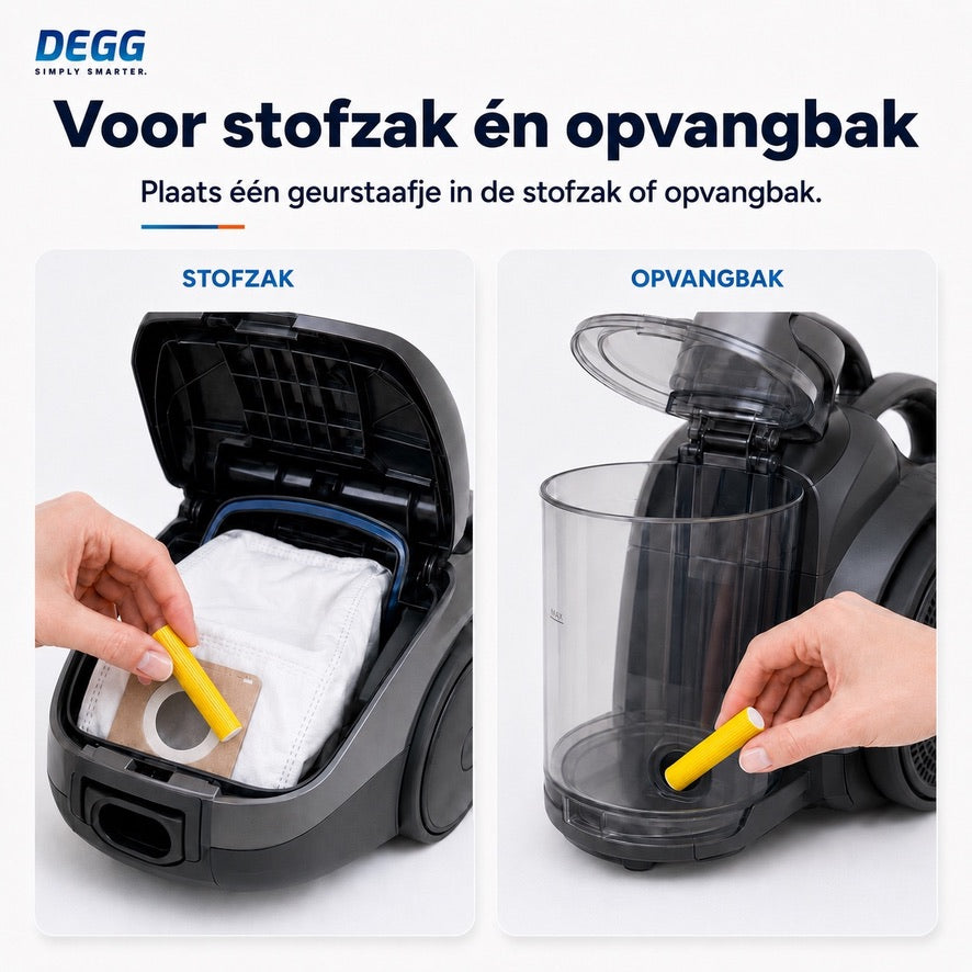 DEGG Lemon Pure Geurstaafjes voor Stofzuiger | Frisse Citroengeur tijdens het Stofzuigen | 5 Stuks