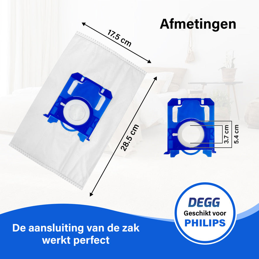DEGG® - S-BAG Stofzuigerzakken - Geschikt voor Philips S-BAG - Top Kwaliteit - Compatibel met Philips FC8021, AEG GR201S en Electrolux E200S - 6 STUK(S)