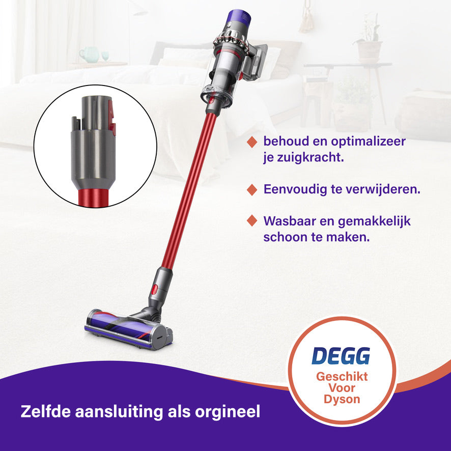 DEGG® - Telescoopbuis Geschikt voor Dyson - Steel, Stang, Zuigbuis - Rood - Compatibel met: V7, V8, V10, V11 en V15 - Duurzaam en Sterk