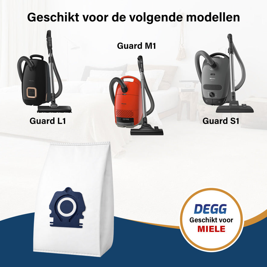 DEGG® Stofzuigerzakken Geschikt voor Miele CO & TU – 10 Stuks – Compatibel met Guard L1, M1 & S1 – Vervangt HyClean Pure / Allergy