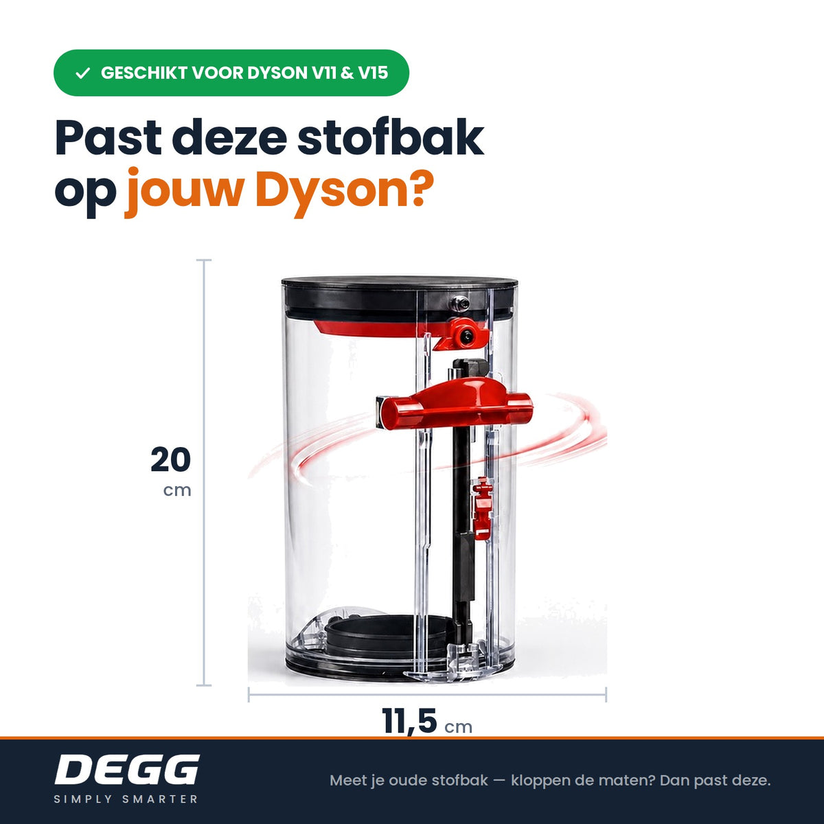 DEGG® Stofbak/Stofreservoir geschikt voor Dyson V11 & V15 – Vervangend Onderdeel voor 965443-01