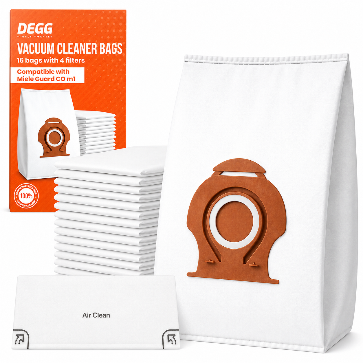 DEGG Stofzuigerzakken voor Miele Guard M1 & Guard CO | 16 Stofzuigerzakken + 4 Filters