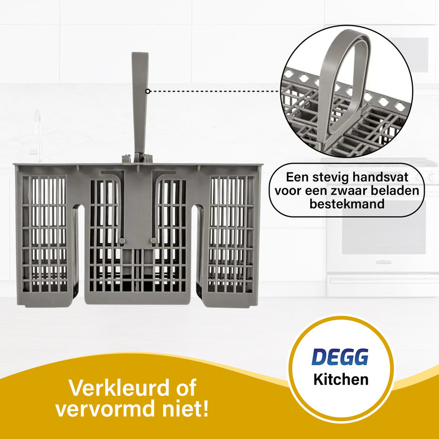 DEGG® Universele Bestekmand voor Vaatwasser – Bestekkorf met Handvat – Geschikt voor Diverse Vaatwassers – Grijs