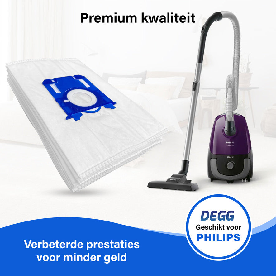 DEGG® - S-BAG Stofzuigerzakken - Geschikt voor Philips S-BAG - Top Kwaliteit - Compatibel met Philips FC8021, AEG GR201S en Electrolux E200S - 6 STUK(S)