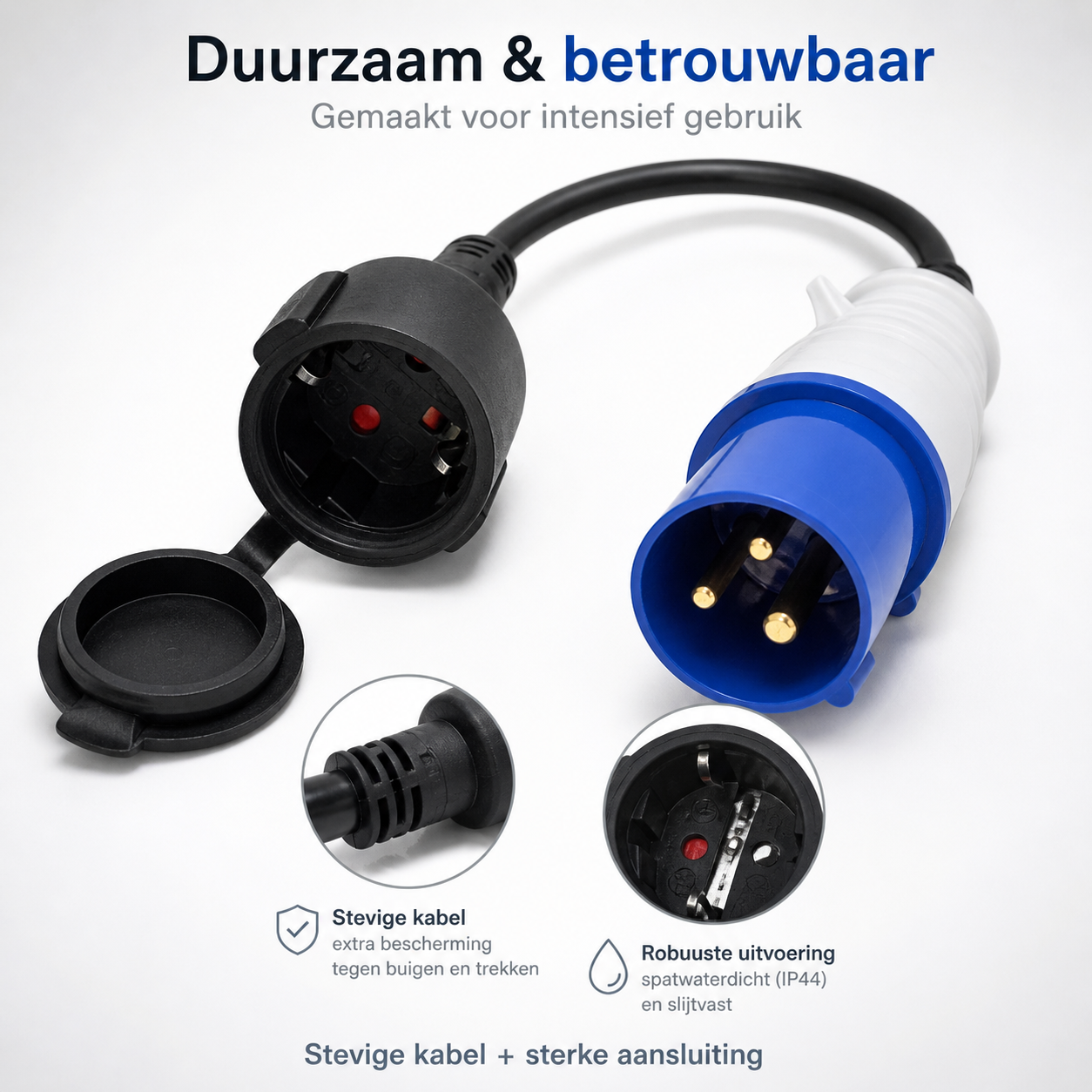 DEGG® - Camping Stekker - CEE verloopsnoer - Van Contrastekker (230V) naar CEE stekker (16A) - CEE verloopstekker - CEE 3-polig - Geschikt voor buiten