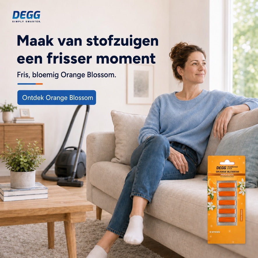 DEGG Orange Blossom Geurstaafjes voor Stofzuiger | Bloemige Citrusgeur tijdens het Stofzuigen | 5 Stuks