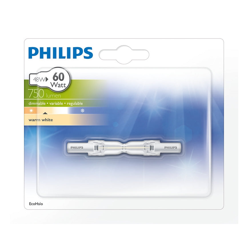 PHILIPS R7s 48W > (60w) Kort Plusline ES Halogeenlamp 2-Kneeps 78mm