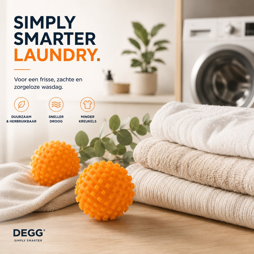 DEGG® Wasdrogerballen voor Droger – 2 Stuks – Herbruikbare Dryer Balls – Tot 25% Sneller Drogen – Minder Kreukels & Statische Elektriciteit