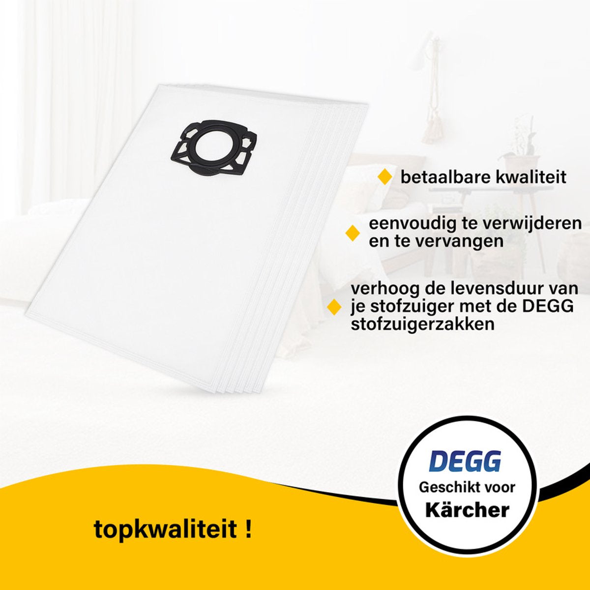 DEGG® Stofzuigerzakken Geschikt voor Kärcher WD4, WD5 & WD6 – 20 Stuks – Compatibel met MV4, MV5 & MV6 – Extra Sterk Voordeelpakket