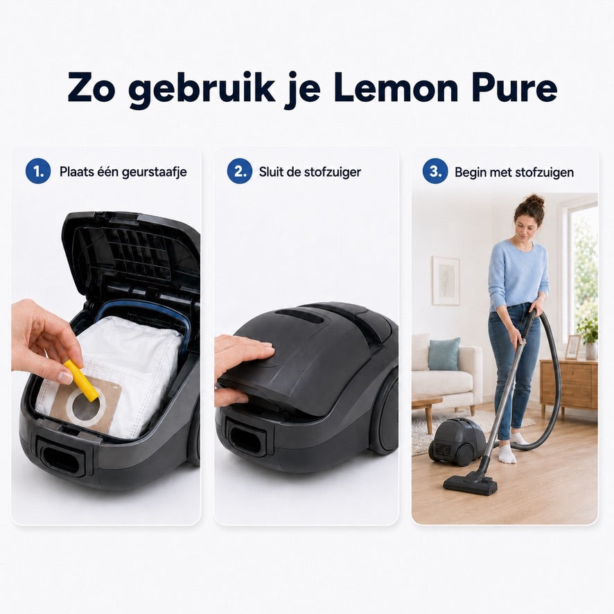 DEGG Lemon Pure Geurstaafjes voor Stofzuiger | Frisse Citroengeur tijdens het Stofzuigen | 5 Stuks