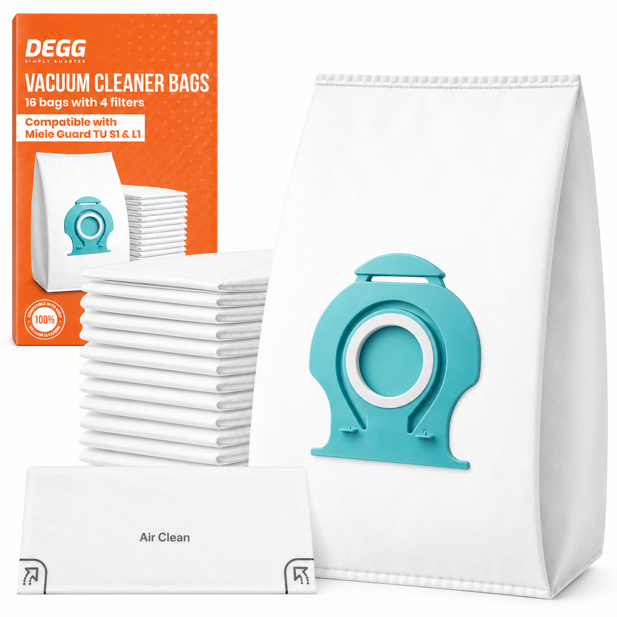 DEGG Stofzuigerzakken voor Miele Guard TU, L1 & S1 | 16 Stofzuigerzakken + 4 Filters