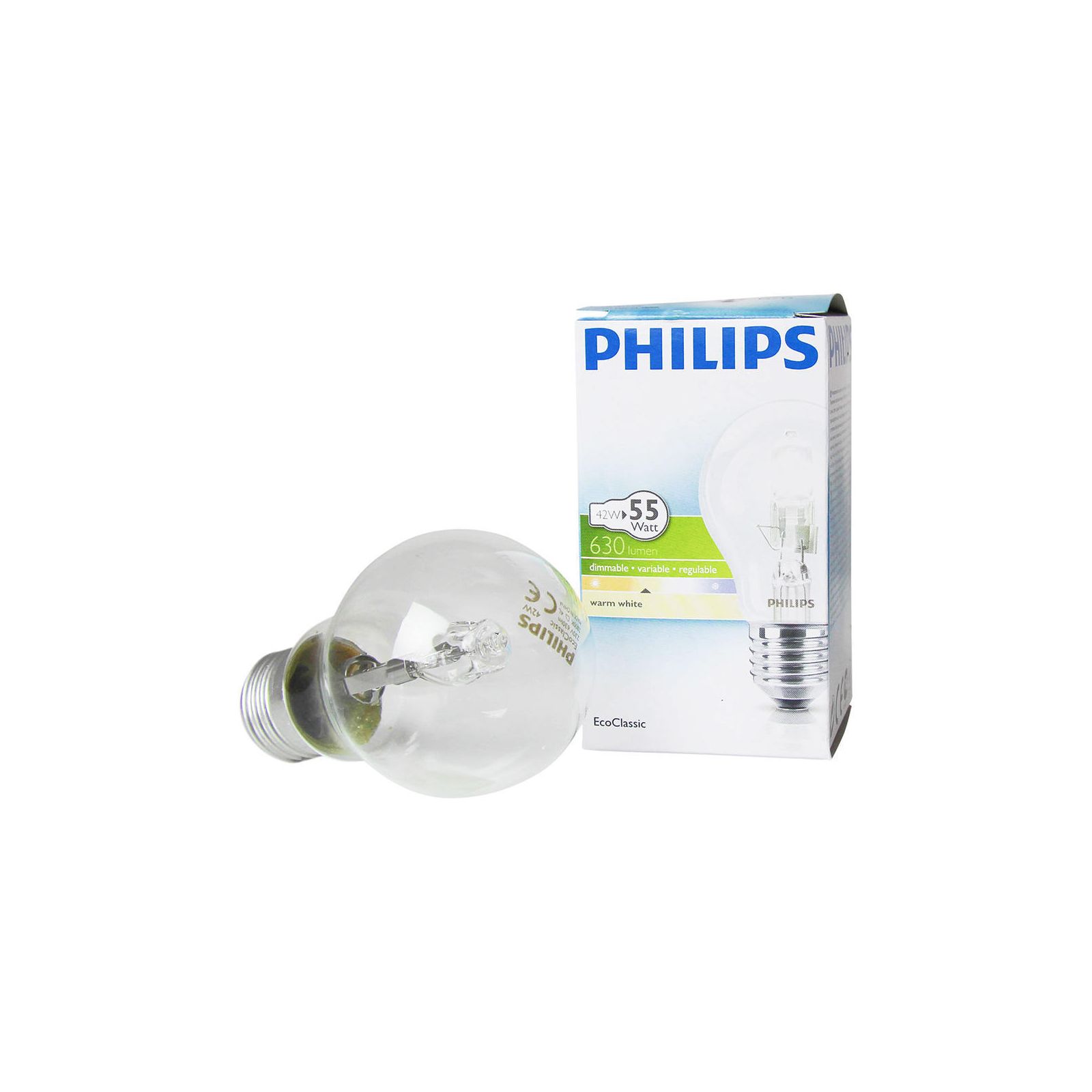 PHILIPS Eco Classic Standaardlamp 42W(voorheen 60W) E27 Dimbaar 630Lumen